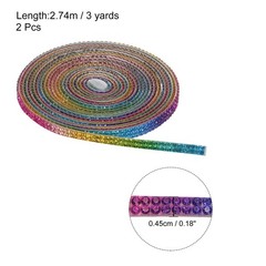 2Pcs Rhinestone Ribbon Rainbow Self Adhesive Rhinestone Strip 0.16″ x 3 Yard