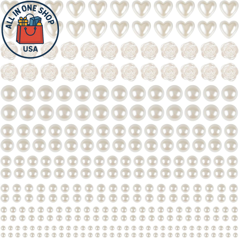 Self-Adhesive Pearl Stickers for Crafts – Assorted Sizes & Shapes (4366 PCS)