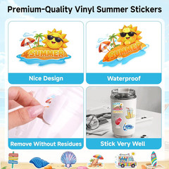 300Pcs Summer Stickers – Summer Water Bottle Stickers Bulk Waterproof Vinyl Beac