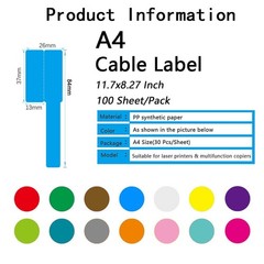 14 Sheet Multicolor Cable Labels, 420 Pcs Waterproof Vinyl P-Shaped Cable Tag…