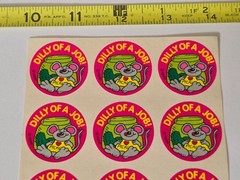 TREND DILL PICKLE SCRATCH N SNIFF STICKER SHEET VINTAGE MOUSE PICKLES PINK RAT