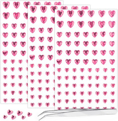264Pcs Pink Heart Gem Stickers – Small Self Adhesive Acrylic Jewels (5/7/10Mm)