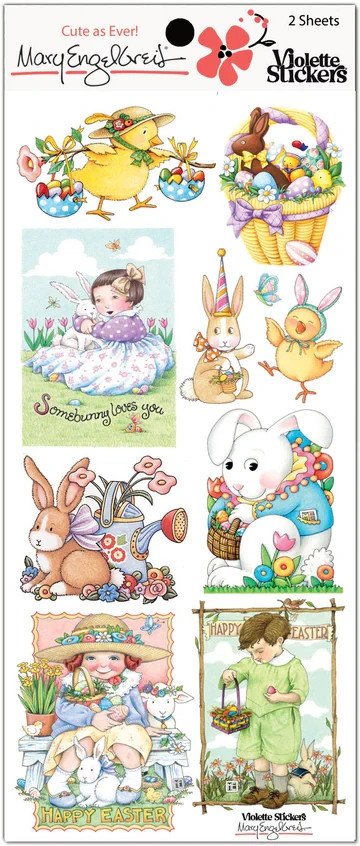 Mary Engelbreit Stickers 2 Sheets Whimsical Mary’s Easter Joy Bunnies Chicks