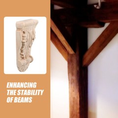 2Pcs Decorative Wooden Carved Applique Corner Moulding Trim for Home Decor