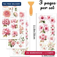 3 Sheets Rub on Transfers for Crafts and Furniture, 5.9″x11.8″ Waterpoof Decoupa