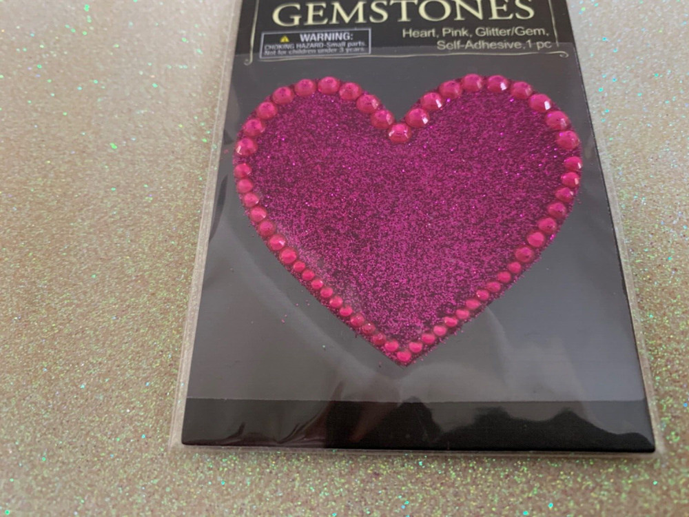 GEMSTONES ADHESIVE GLITTER HEART PINK GEM PINK HEART