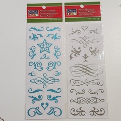 ArtMinds Metallic Adornments Christmas Holiday Stickers Sheet Letters Shiny Foil