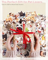 200 Pcs Cute Cartoon Cat and Dog Stickers Pack for Kids Adults | Kawaii Pet C…