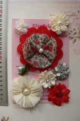 RED Floral Lace GREY IVORY SILVER Mix Fabric 8 Flower Pack 25-90mm Manor House