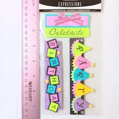 Paperbilities Westrim Crafts Birthday 3 Dimensional Adhesive Expressions – 3 PC