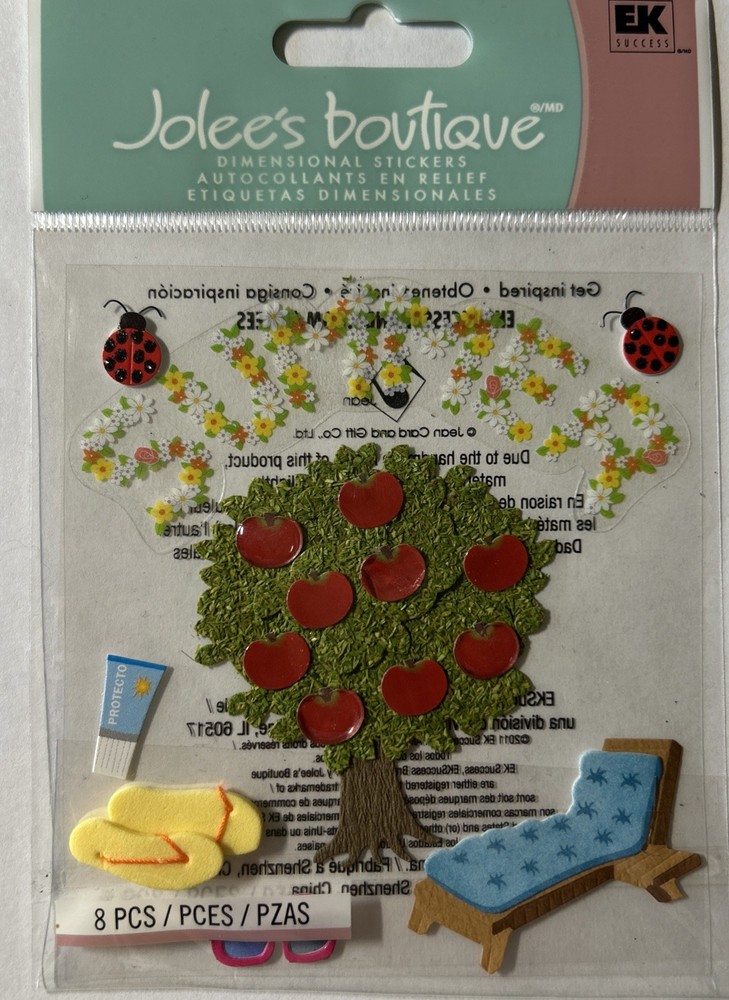 RARE Jolee’s Summer Apple Tree Ladybugs Lounge Scrapbooking Stickers Retired New