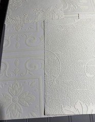 10 Assorted Vintage Textured White Wallpaper Samples / Remnants. Set 5.