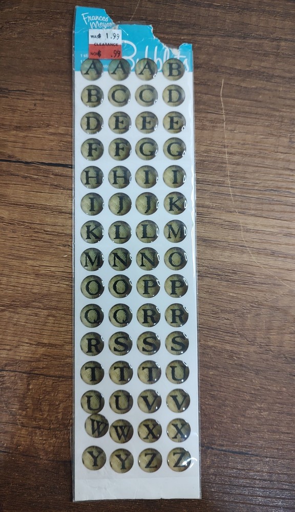 Frances Meyer BUBBLETS 1 Sheet BASEBALL LETTERS