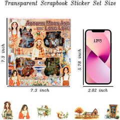448Pcs Autumn Scenery Scrapbook Stickers for Scrapbooking Supplies, Transparent