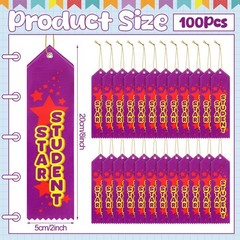 100 PCS Star Student Award Ribbon Prize Bulk 8×2 Inch Event Card String Gift