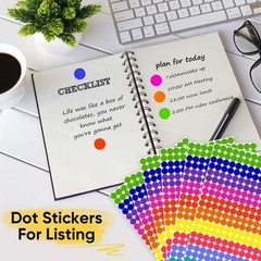 3000 PCS 1/2 Inch Colored Dot Stickers Round Color Coding Labels Circle Dots …