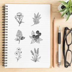 50Pcs Black Transparent Waterproof Plant Stickers for Scrapbooking, Journaling &