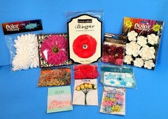 RETIRED RARE ASSORTED BEAUTIFUL 11CT. FLOWERS LOT SCRAPBOOK EMBELLISHMENTS #8b