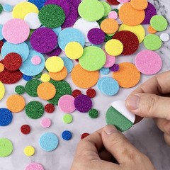 480Pcs round Foam Stickers, Self-Adhesive Glitter round Dot Decals, Colorful Wal