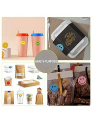 1 Roll 500pcs Smiling Face Round Paper Stickers for Teachers Rewards & Gifts