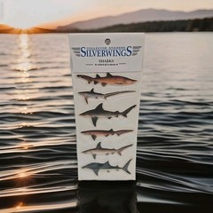 Vintage Silver Wings Shark Stickers Puffy 6 Count Collector Stickers New