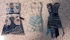 Lot of 3 Handmade Dresses For Junk Journals Scrapbooks Shadow Boxes Or Ornaments