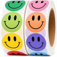1000PCS Multi-Color Smiley Face Stickers 1 Inch – 2 Rolls of 500 Happy Face L…