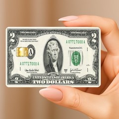 $2 dollar Debit Credit Card Vinyl Sticker Decal Money Bank Cash Cover glossy