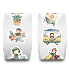 500PCS Cartoon Transportation Vehicles Roll Stickers Gifts Labels DIY Art Pictur