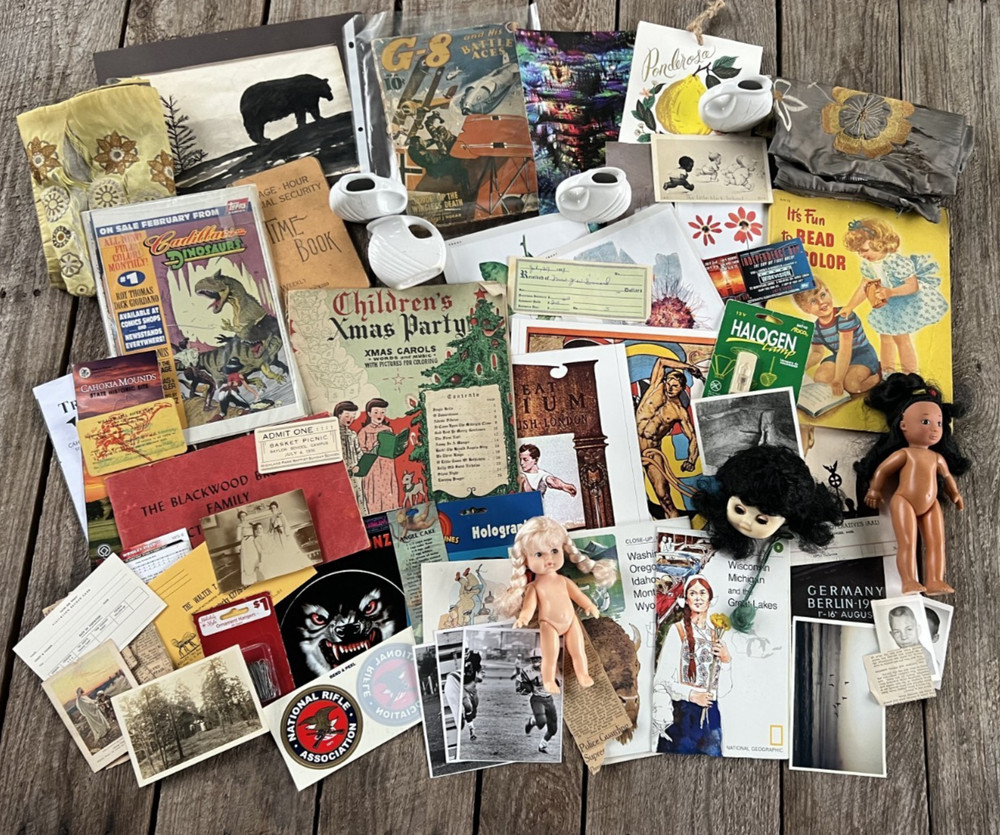 Vintage Ephemera Lot of 60+ Pieces Junk Journal Book Pages Photos altered art