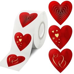 2500 Red Heart Shape Stickers with Gold Foil – 1.5″ for Valentine’s Day, Party D