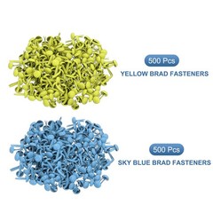 1000 PCS Paper Brass Fasteners Split Pins, Yellow/Sky Blue, 4.5 x 8 mm