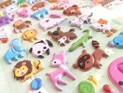 Puffy Zoo Baby Kawaii Animals Elephants Sticker Sheet Junk Journal Girly