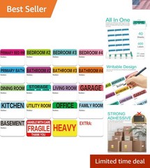 600 Count 3 x 2 Large Home Moving Packing Box Labels for 3-4 Bedroom House wi…