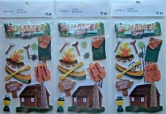 SUMMER CAMP LOT OF 3 Recollections Stickers NEW! 668517 fire canoe lodge backpac