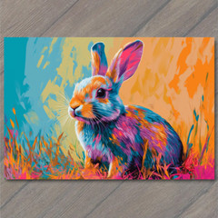 STICKER Bunny Rabbit Easter Color Explosion Whimsical Bright Pop Art Neon Fun
