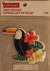 New Craft Smart scrapbook puffy sticker tropical flowers toucan
