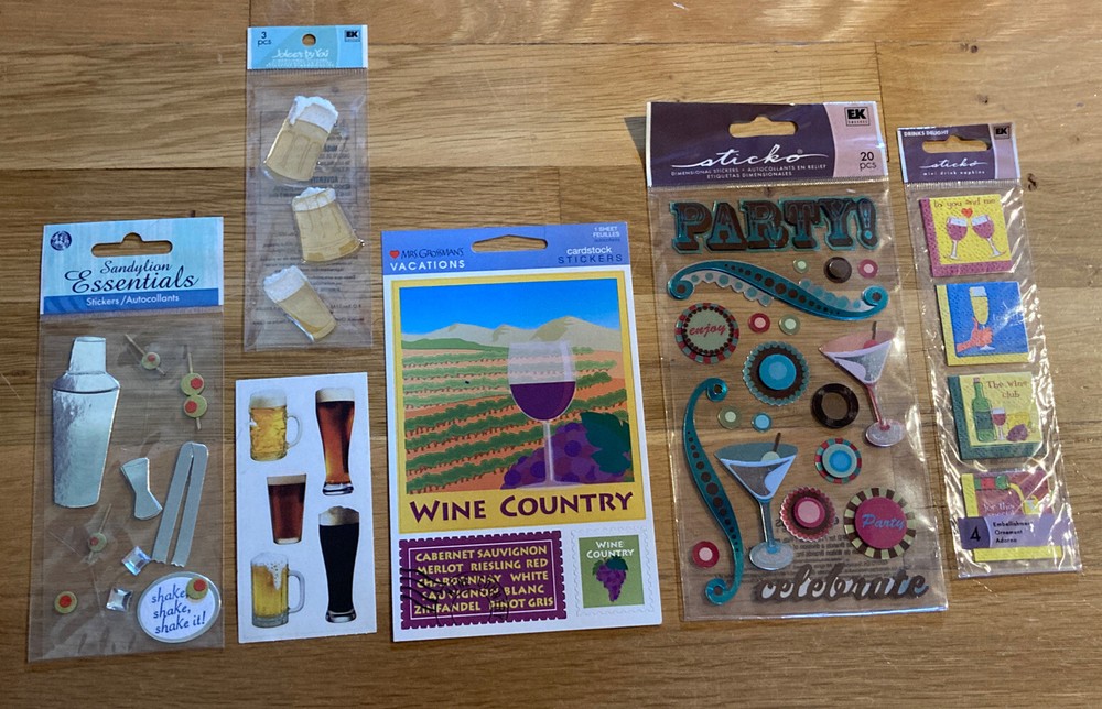 Scrapbooking stickers lot alcohol drinks