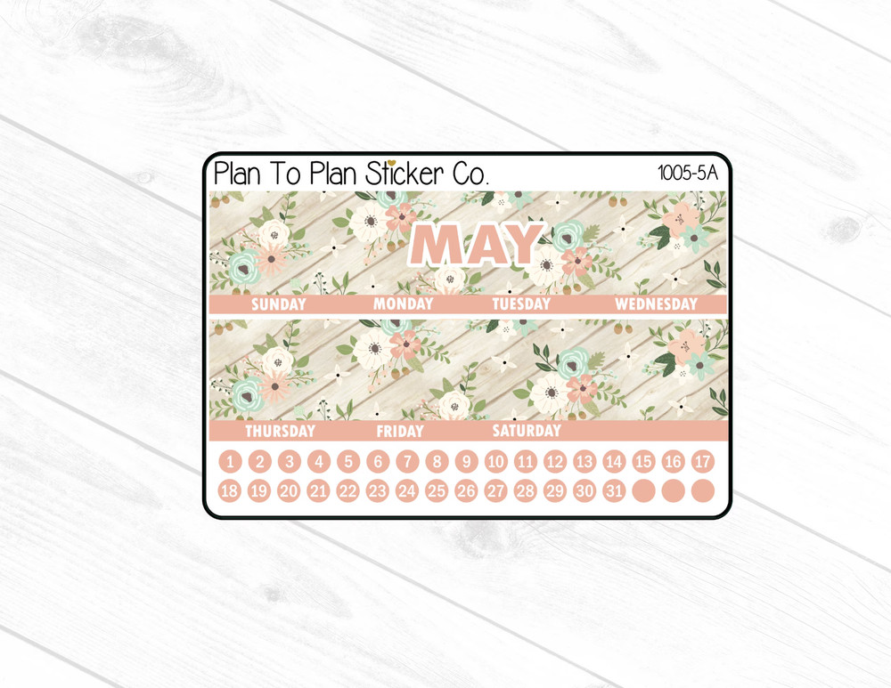 1005-5A~~May 7X9 Monthly View Kit Planner Stickers.
