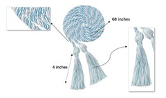 6 PCS Sky Blue White Graduation Honor Cords, 68, Braided, Tassel, Doctor