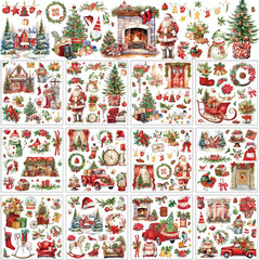 12 Sheets Christmas Rub on Transfers for Crafts and Furniture Christmas