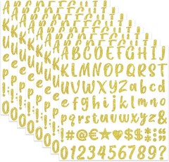 648 Pcs Gold Letter Stickers Glitter Alphabet Number Stickers 8 Sheets Self A…