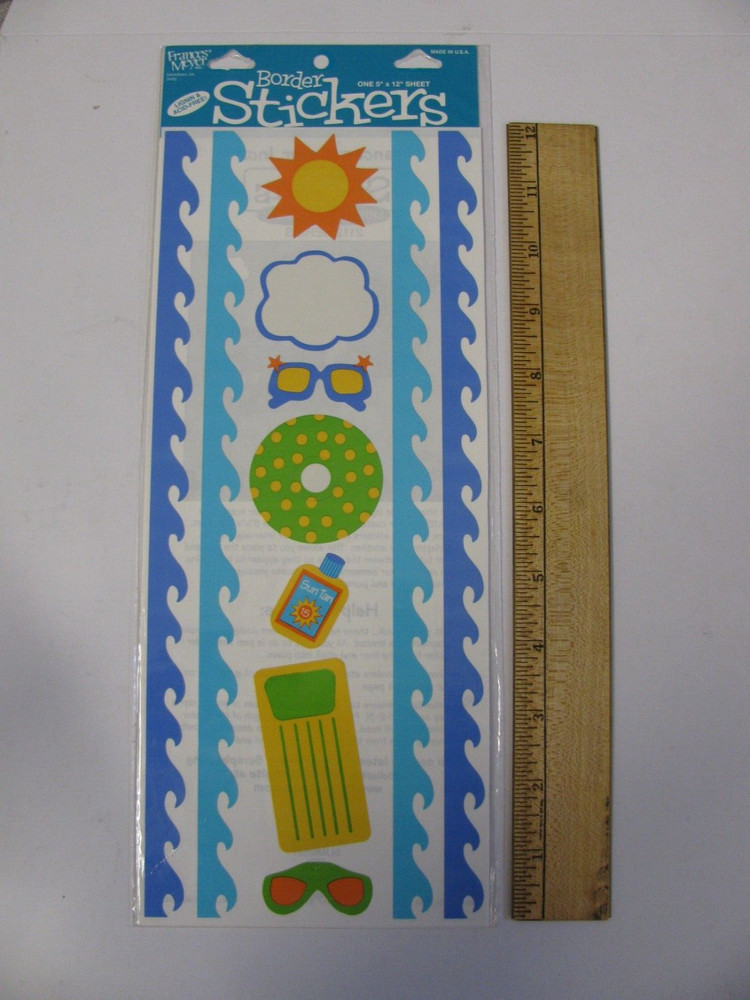 Frances Meyer SUMMER Border Stickers WAVES SUN RAFT SUNGLASSES TUBE 1 Sheet NIP