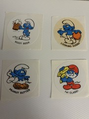 vintage Stickers Scratch N Sniff SMURFS 6 1980s