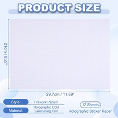 12x8in Holographic Laminate Sheets 12Pcs Sticker Paper Glitter Effect