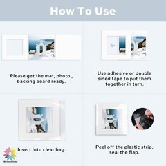 Mat Board Center, Pack of 25 12×12 Photo Mat + Backing + Bag, Pre Cut mat Boa…