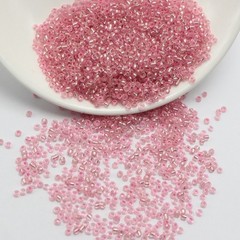 4000 pcs Pink Color Glass Beads 2mm Silver Foil lined + Storage Box Jewelry