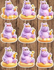 Pool Time Hippo Die Cut Vinyl Stickers Set Scrapbooking Laptop Waterbottle