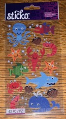 Sticko JOLEES Velum Fish Lobster Crab Shrimp Shark Whale Octopus Clams Sea Ocean