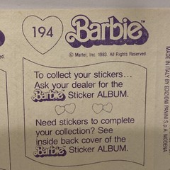 5 Vintage 1983 Barbie Stickers Topps Italy – # 175, 176, 22, 194 & 195 Mattel